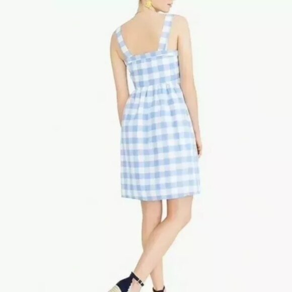 J.Crew Blue Gingham Summer Picnic Dress Size 2 EUC - Picture 3 of 10